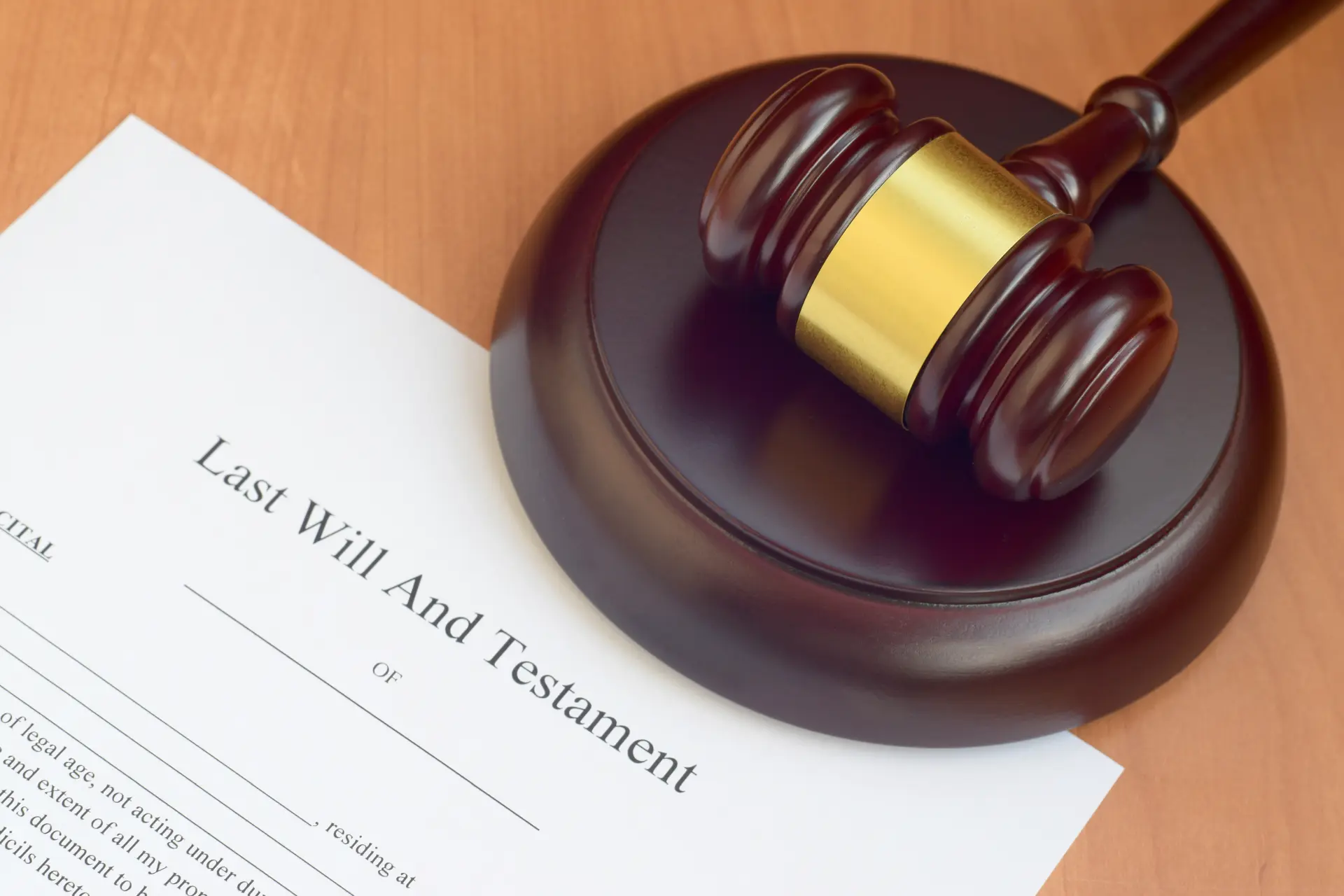 last will and testament form with judge mallet
